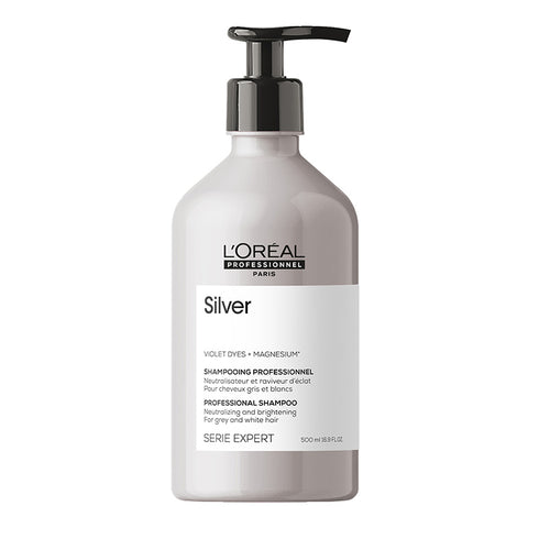 L'Oreal Serie Expert Silver Shampoo - Shampoo for gray and white hair. Neutralizes unwanted yellow tones.