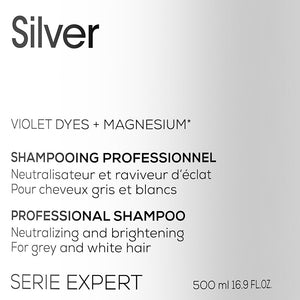 L'oreal serie expert silver shampoo - shampoo per capelli grigi e bianchi. neutralizza i riflessi gialli indesiderati