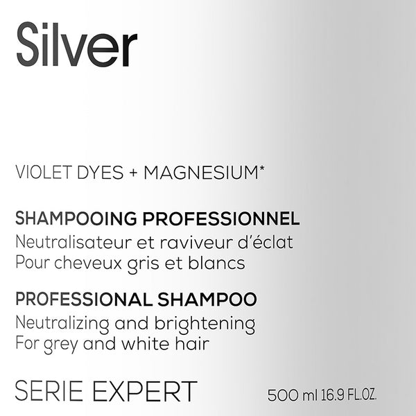 L'oreal serie expert silver shampoo - shampoo per capelli grigi e bianchi. neutralizza i riflessi gialli indesiderati
