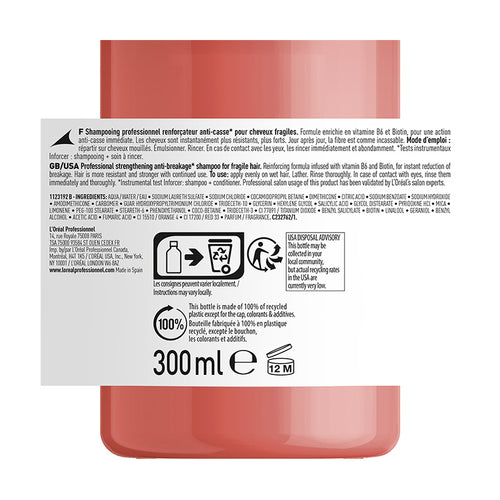 L'oreal serie expert inforcer shampoo - shampoo per capelli fragili. capelli più resistenti e forti