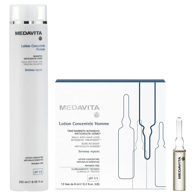 Medavita lotion concentree homme kit - shampoo homme 250 ml e fiale anticaduta 13 fl x 6 ml