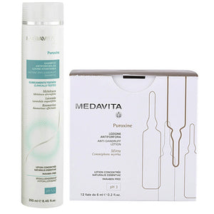 Medavita puroxine kit - shampoo 250 ml e fiale antiforfora 12 fl x 6 ml
