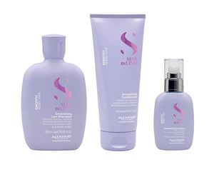 Alfaparf semi di lino smooth holiday kit shampoo smoothing 250 ml-conditioner 200 ml e cream 125 ml - trattamento anticrespo per capelli da sottili a medi