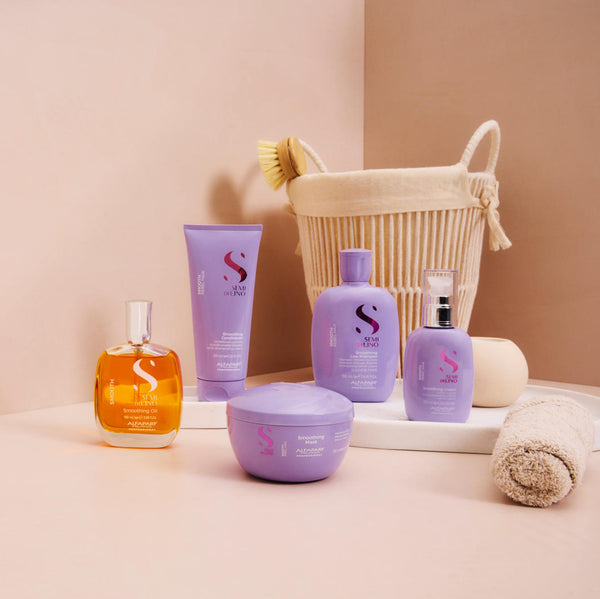 Alfaparf semi di lino smooth holiday kit shampoo smoothing 250 ml-conditioner 200 ml e cream 125 ml - trattamento anticrespo per capelli da sottili a medi