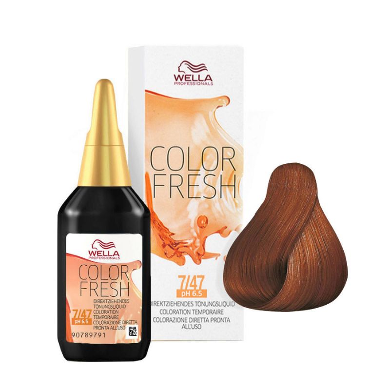Wella professional color fresh 7/47 - biondo medio rame sabbia