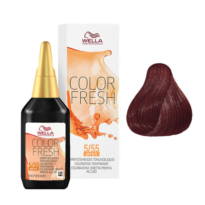 Wella color fresh 5/55 - castano chiaro mogano intenso 75 ml / 2.55 fl.oz