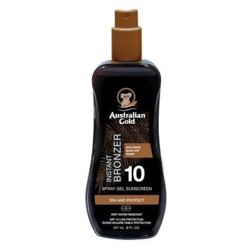 AUSTRALIAN GOLD SPF 10 INSTANT BRONZER SPRAY GEL SUNSCREEN 237 ml / 8.00 Fl.Oz