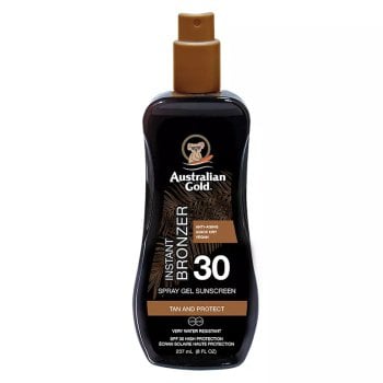 AUSTRALIAN GOLD SPF 30 INSTANT BRONZER SPRAY GEL SUNSCREEN 237 ml / 8.00 Fl.Oz