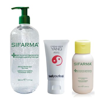 KIT GEL LAVAMANI IGENIZZANTE 100 ml + 500 ml E FEEL YOUR LOOK - CREMA MANI YANG PROPOLI 50 ml
